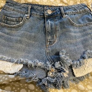 Kendall and Kylie Jean Shorts with Crochet Pockets